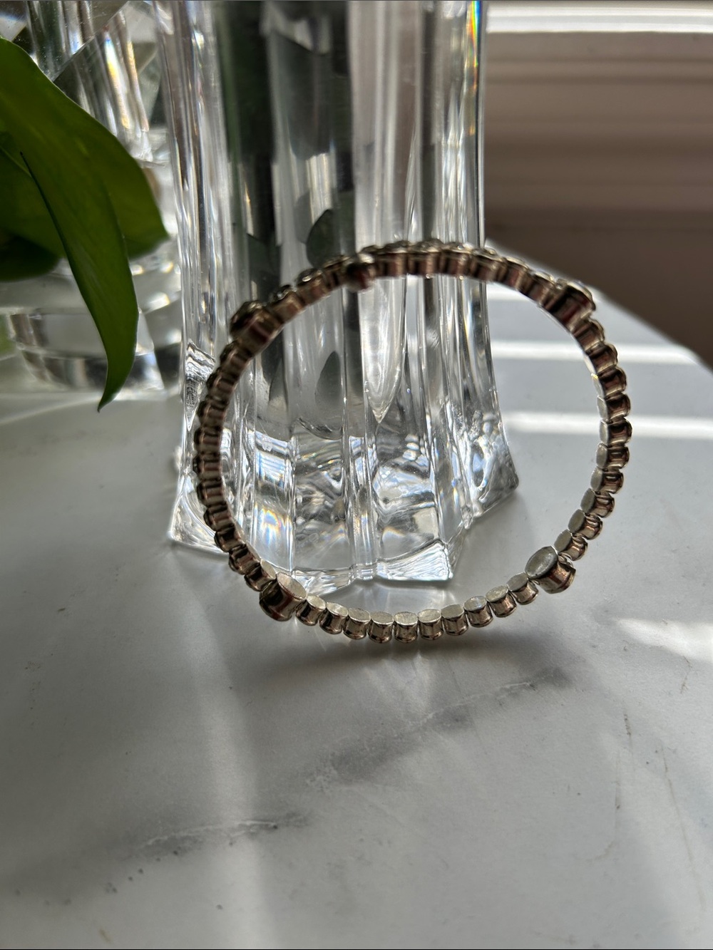 Silver-tone Beaded Stretch Bracelet - Rhinestones - Picture 2 of 2